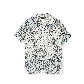 CUBAN SHORT SLEEVE WOVEN "LEOPARD" IN WHITE