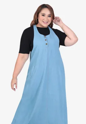 Darcy Denim Pinafore Dress - Light Blue