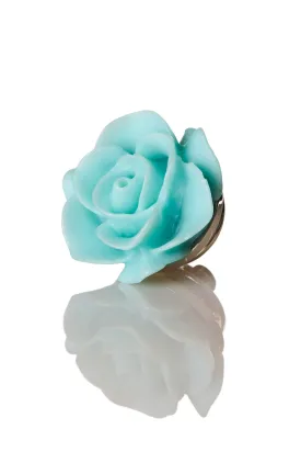 David August Open Rose Lapel Pin - Aquamarine