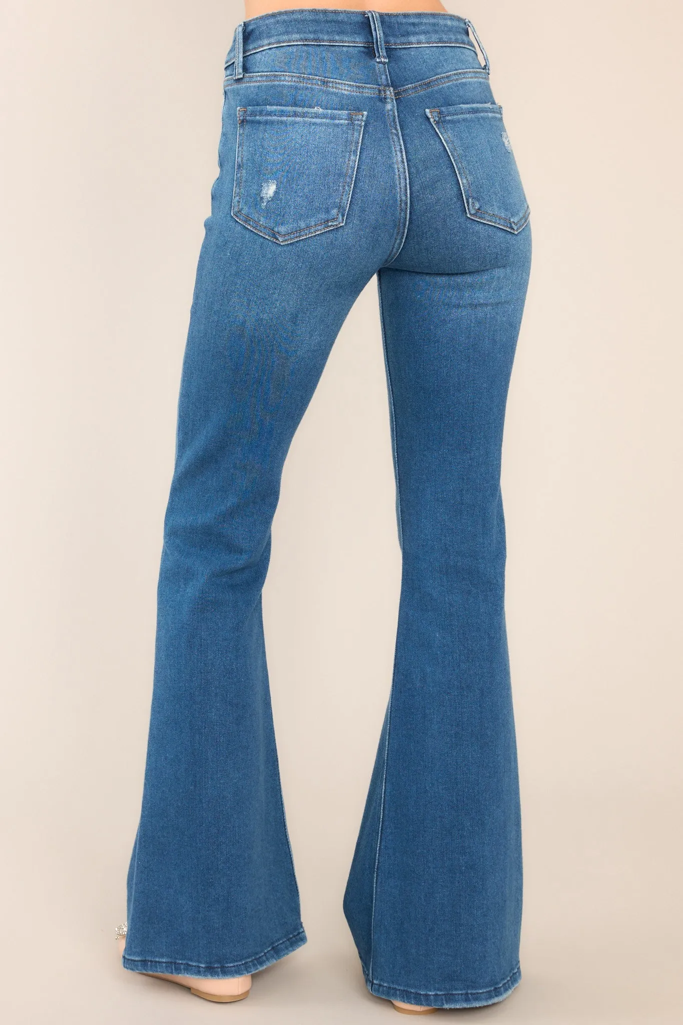 Down Memory Lane Dark Wash Stretch Flare Jeans