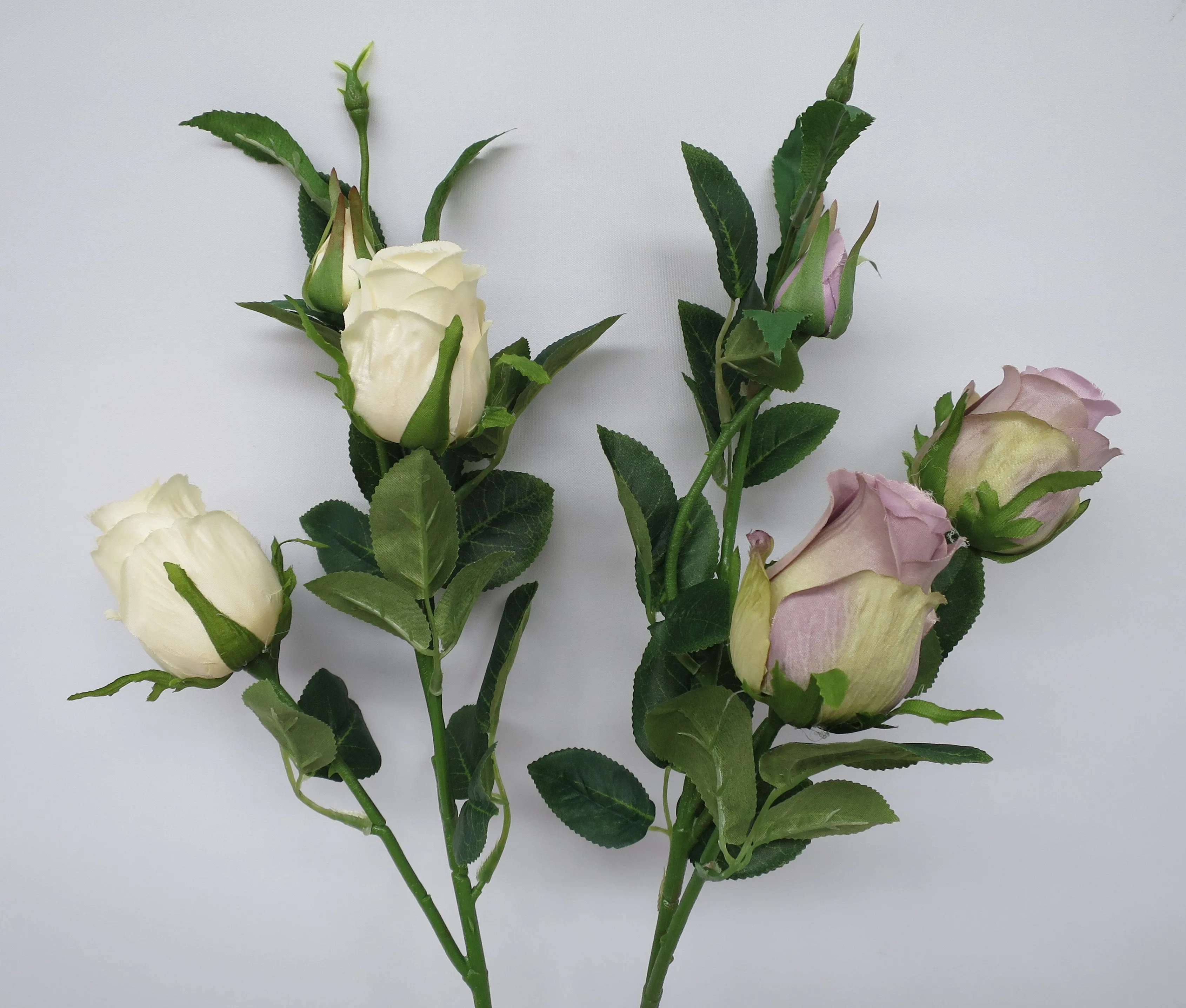 F0211 Half Open Rose Spray 66cm Cream / Mauve