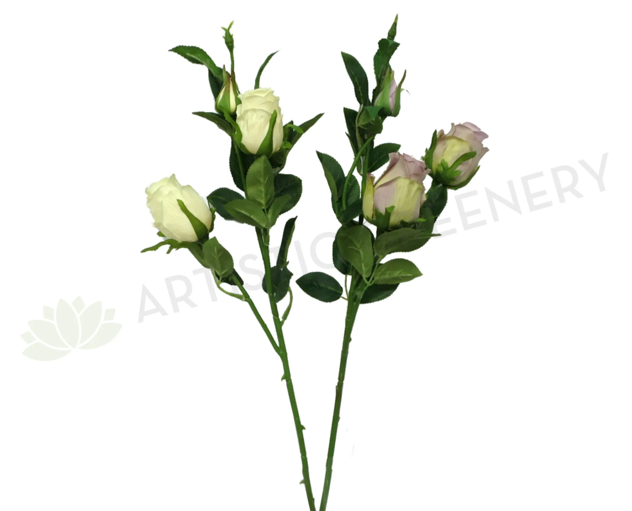 F0211 Half Open Rose Spray 66cm Cream / Mauve