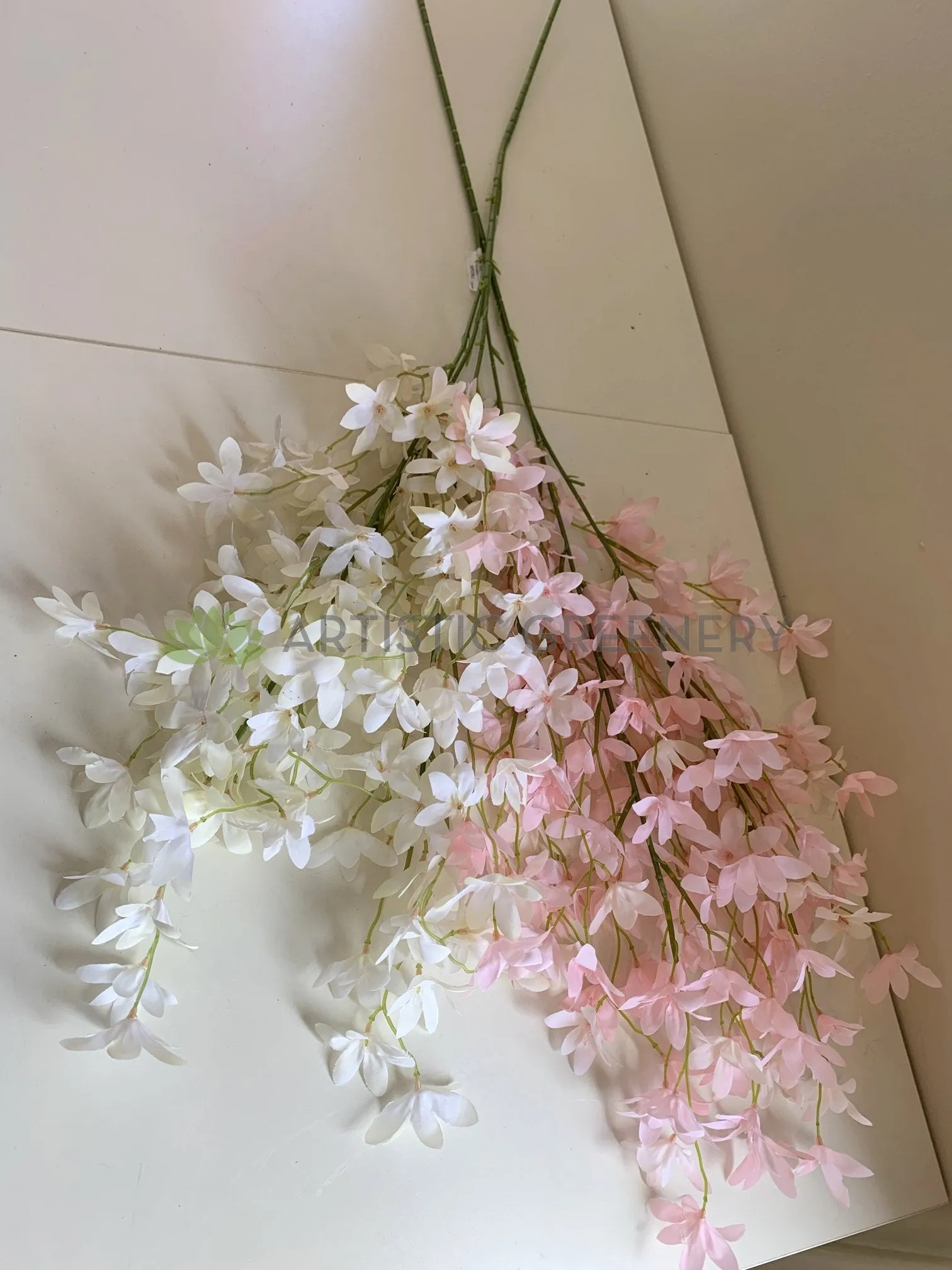 F0319 Spring Flower Spray 116cm White / Light Pink