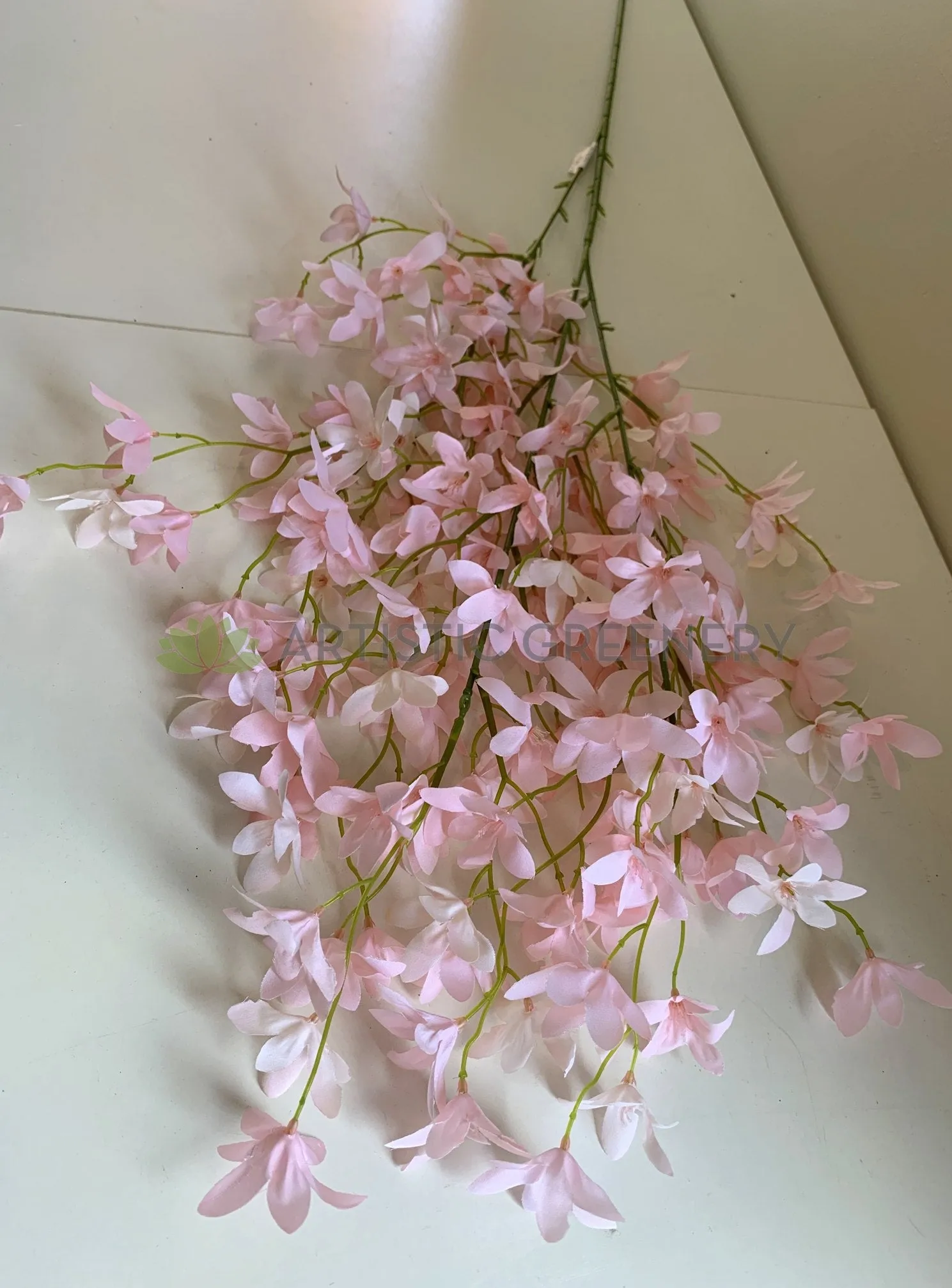 F0319 Spring Flower Spray 116cm White / Light Pink