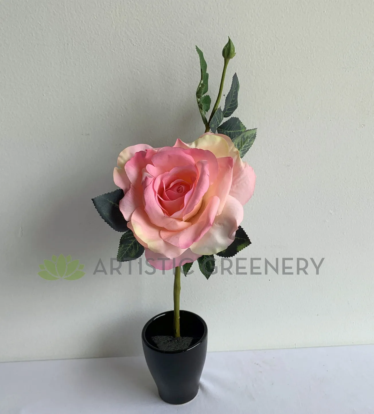 F0354 Pink Open Rose 40cm