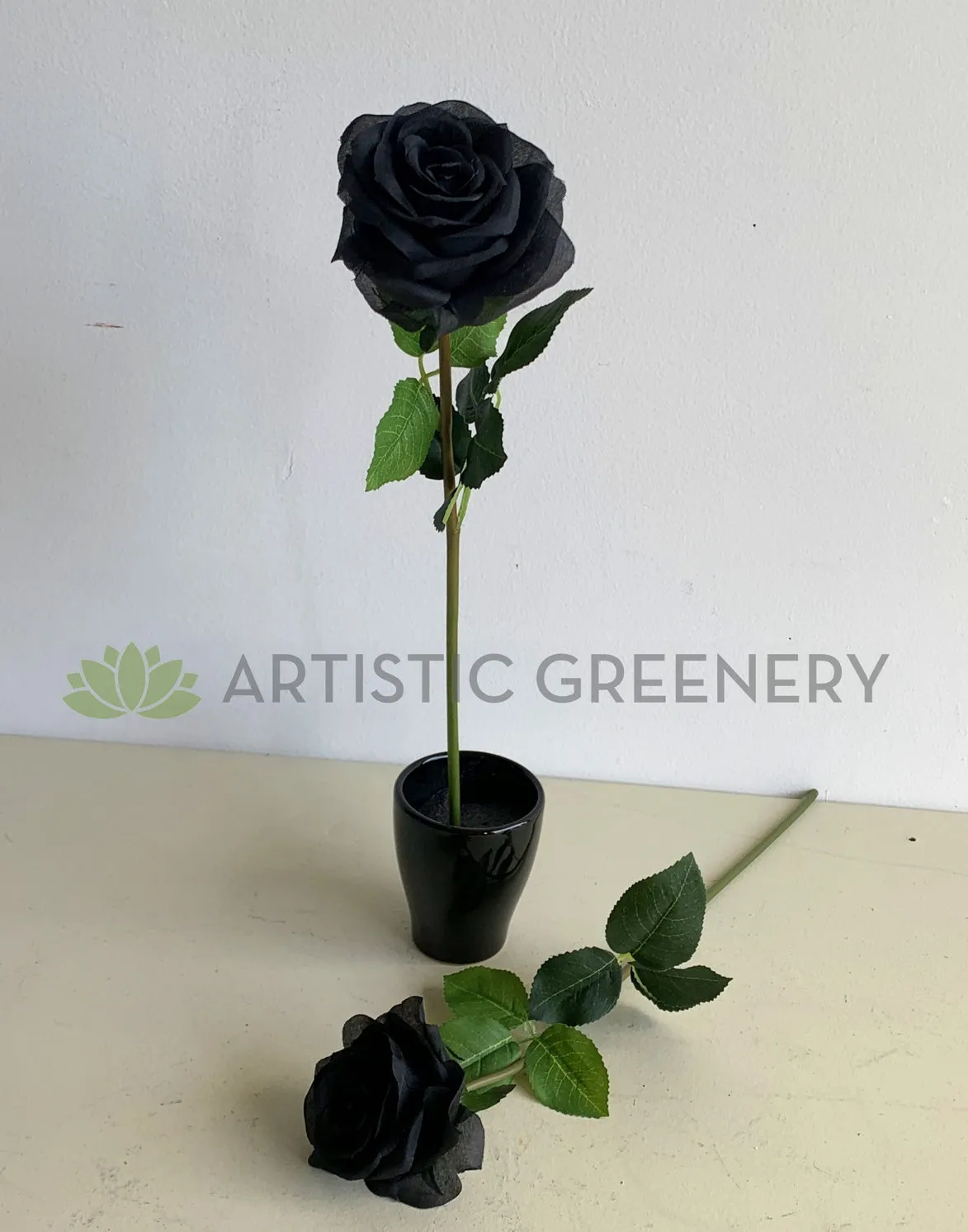 F0370 Black Rose Stem 45cm