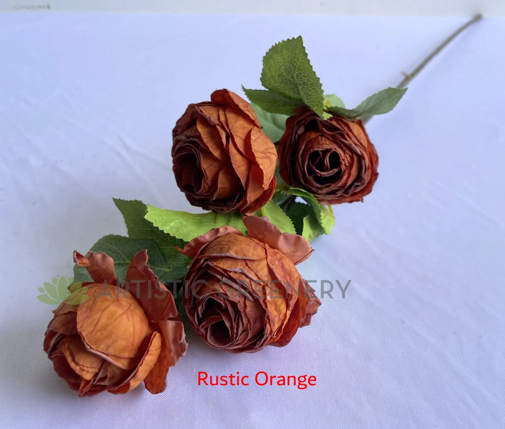 F0382 Rustic Cabbage Rose Spray 70cm 5 Colours