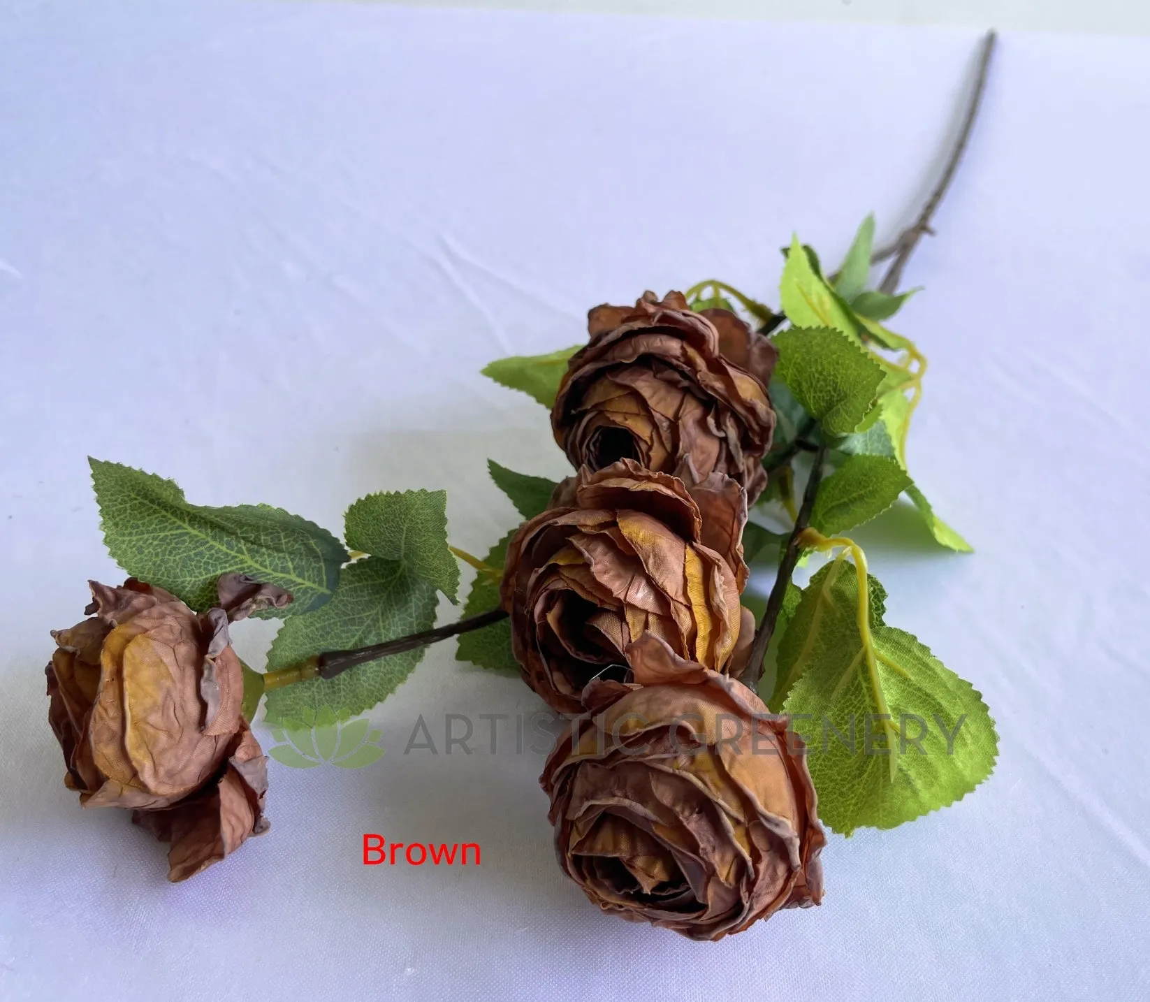 F0382 Rustic Cabbage Rose Spray 70cm 5 Colours