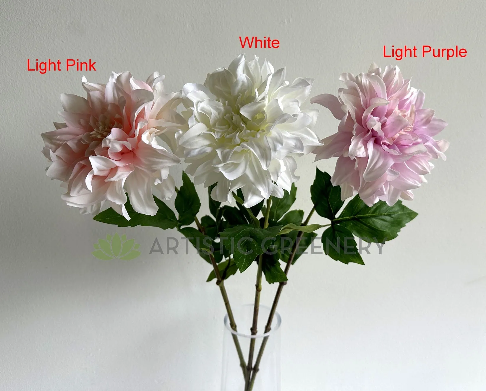 F0387 Dahlia Single Stem 64cm Light Pink / White / Light Purple