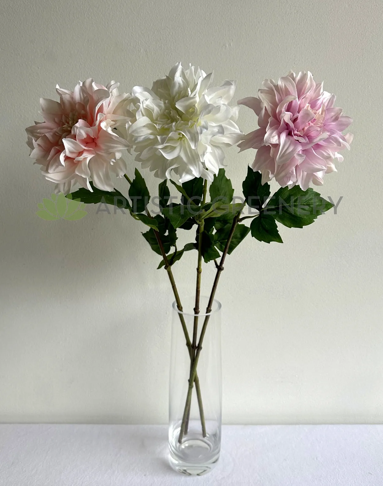 F0387 Dahlia Single Stem 64cm Light Pink / White / Light Purple