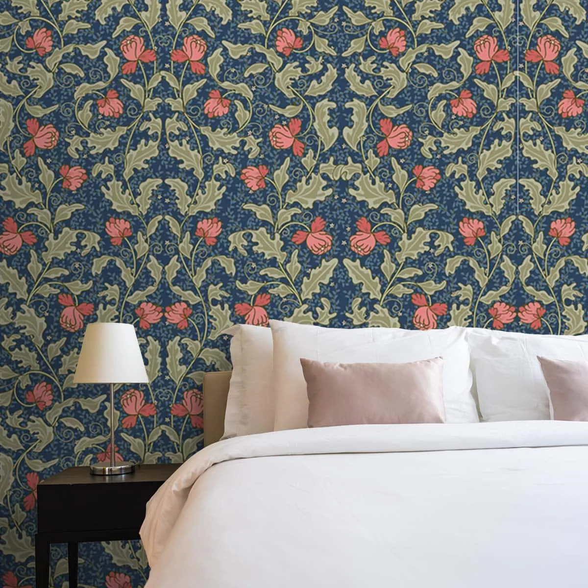 Floral Pattern with Blue Background Themed Wallpaper for Walls