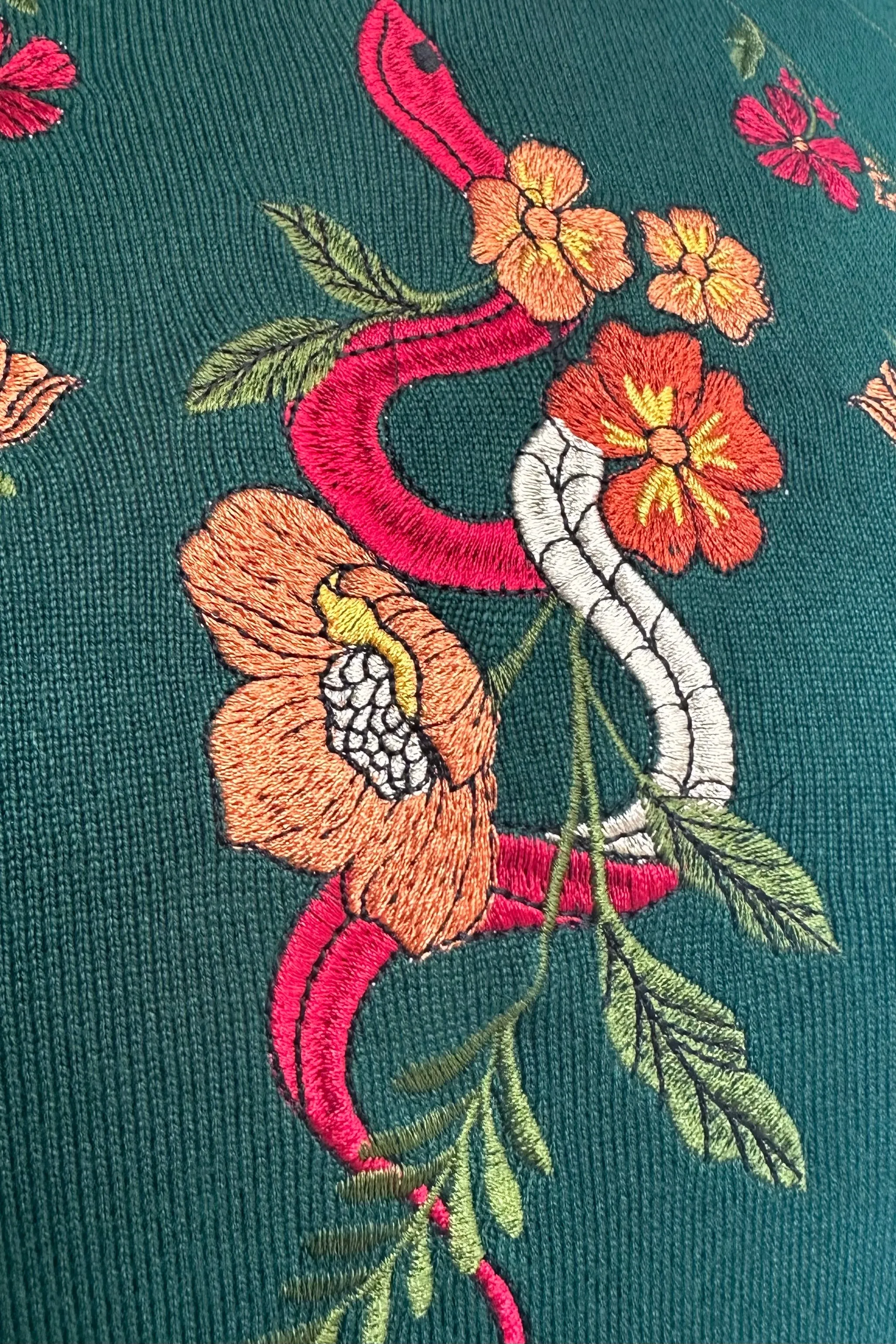 Floral Snake Embroidered Sweater by Voodoo Vixen