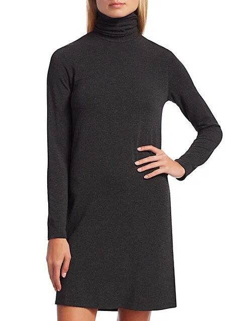 French Terry Turtle Neck Dress - Navy