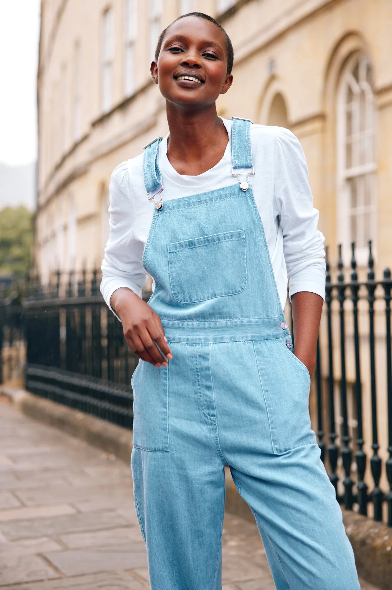 Gayle Dungarees | Light Denim Wash