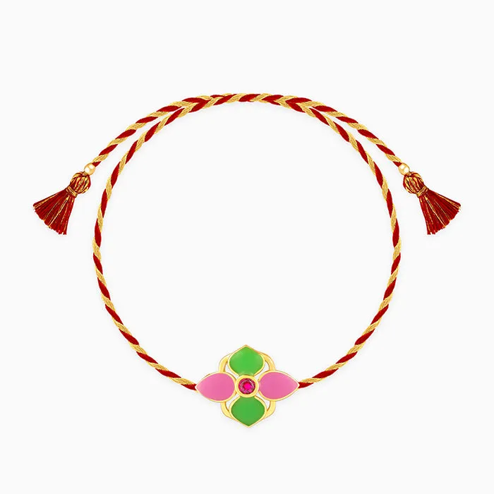 Golden Colourful Floral Rakhi