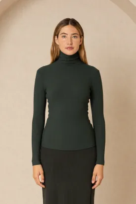 Green Ribbed Turtleneck