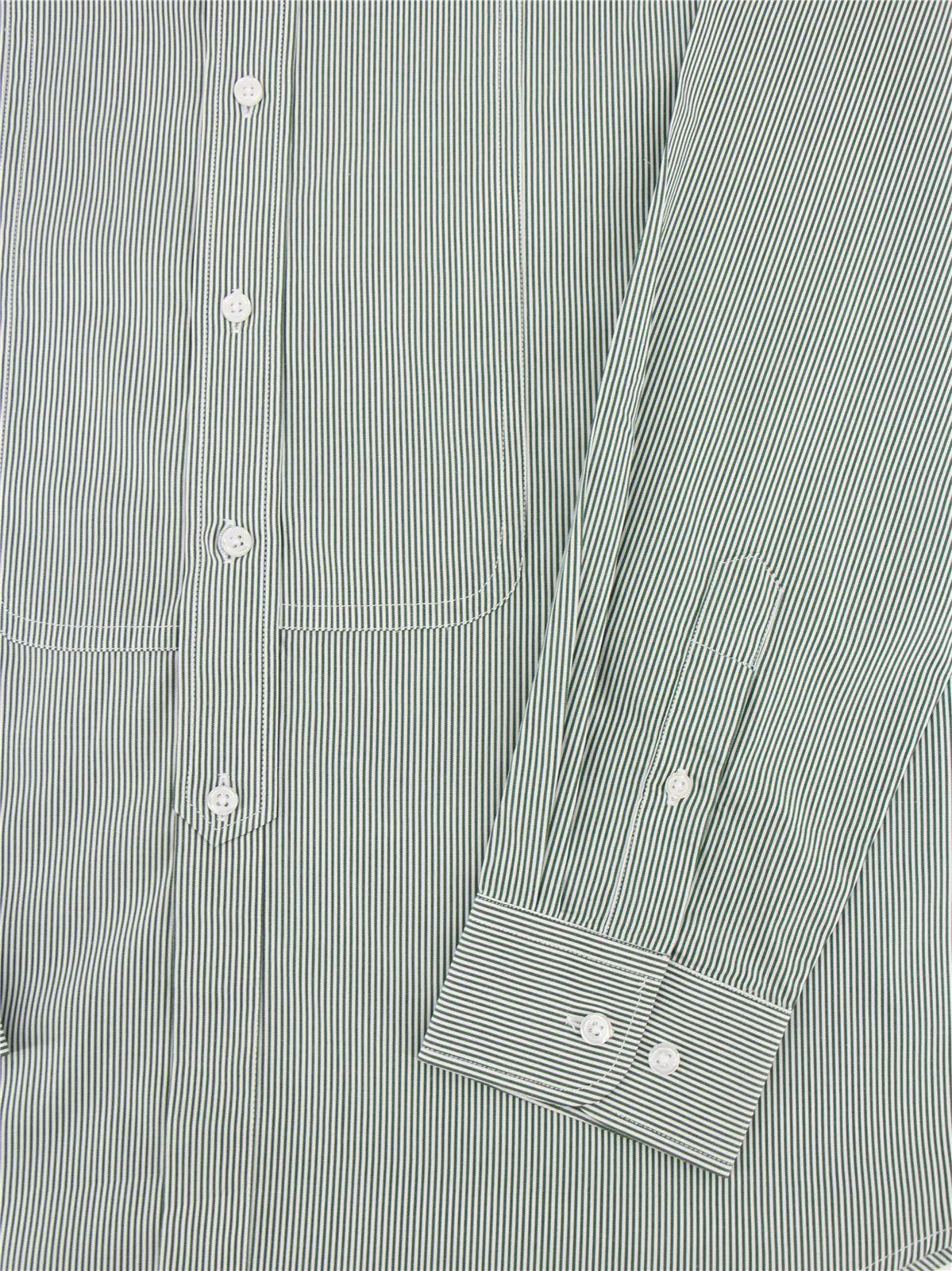 Green Stripe Collarless Grandad Shirt with Detachable Club Collar