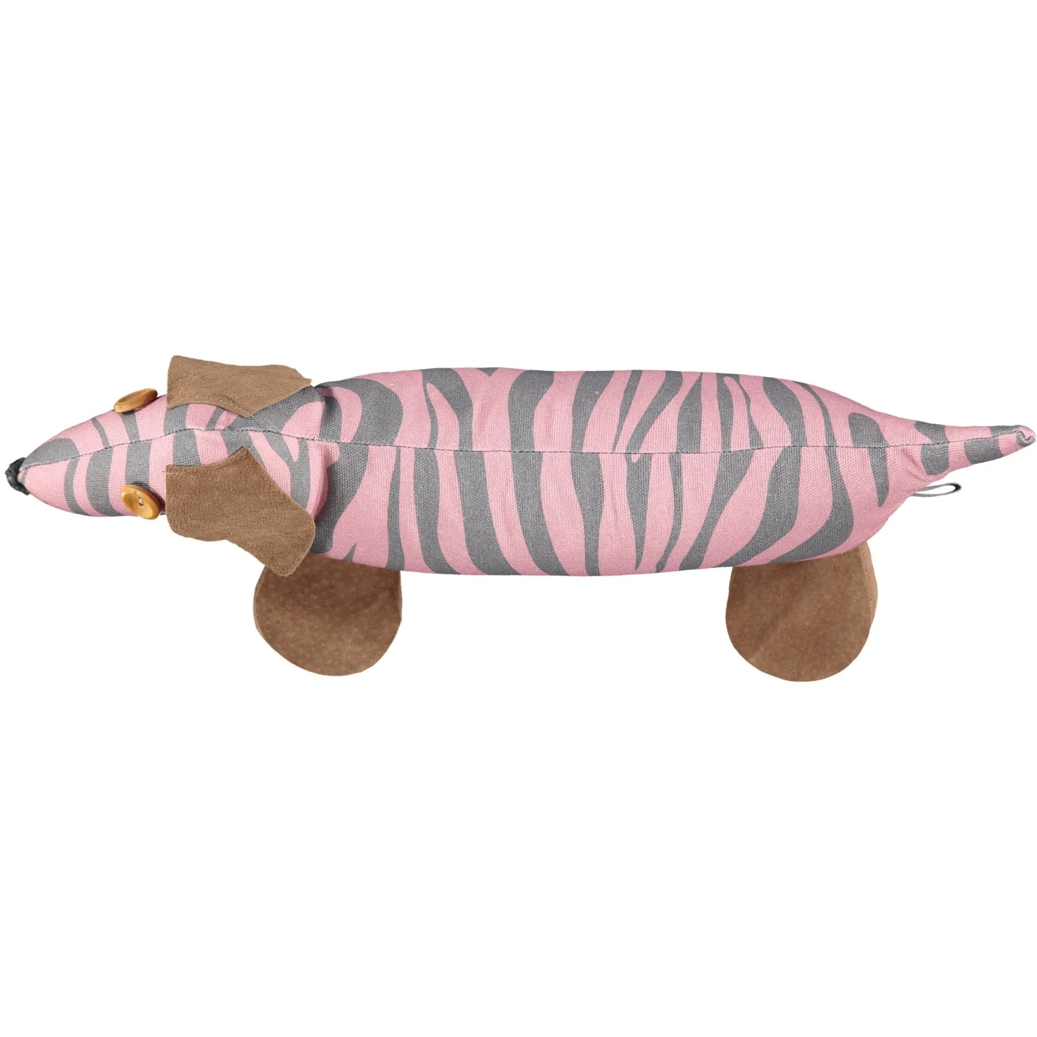 Grey & Pink Zebra Print Dog Doorstop With Lavender