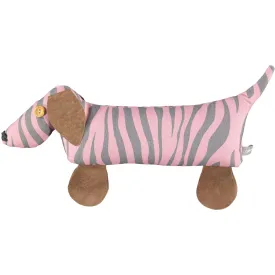 Grey & Pink Zebra Print Dog Doorstop With Lavender