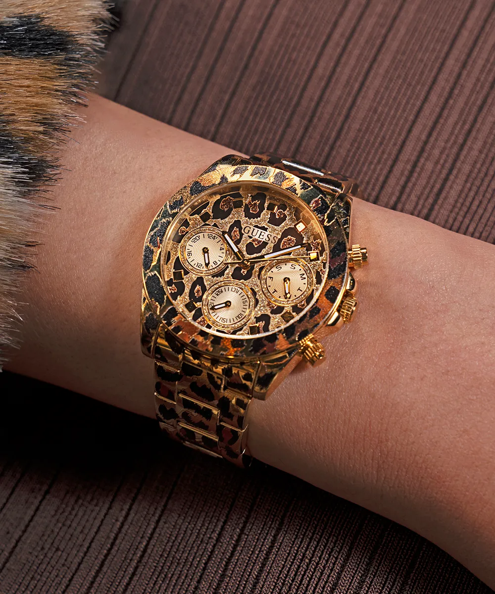 GUESS Ladies Leopard Multi-function Watch