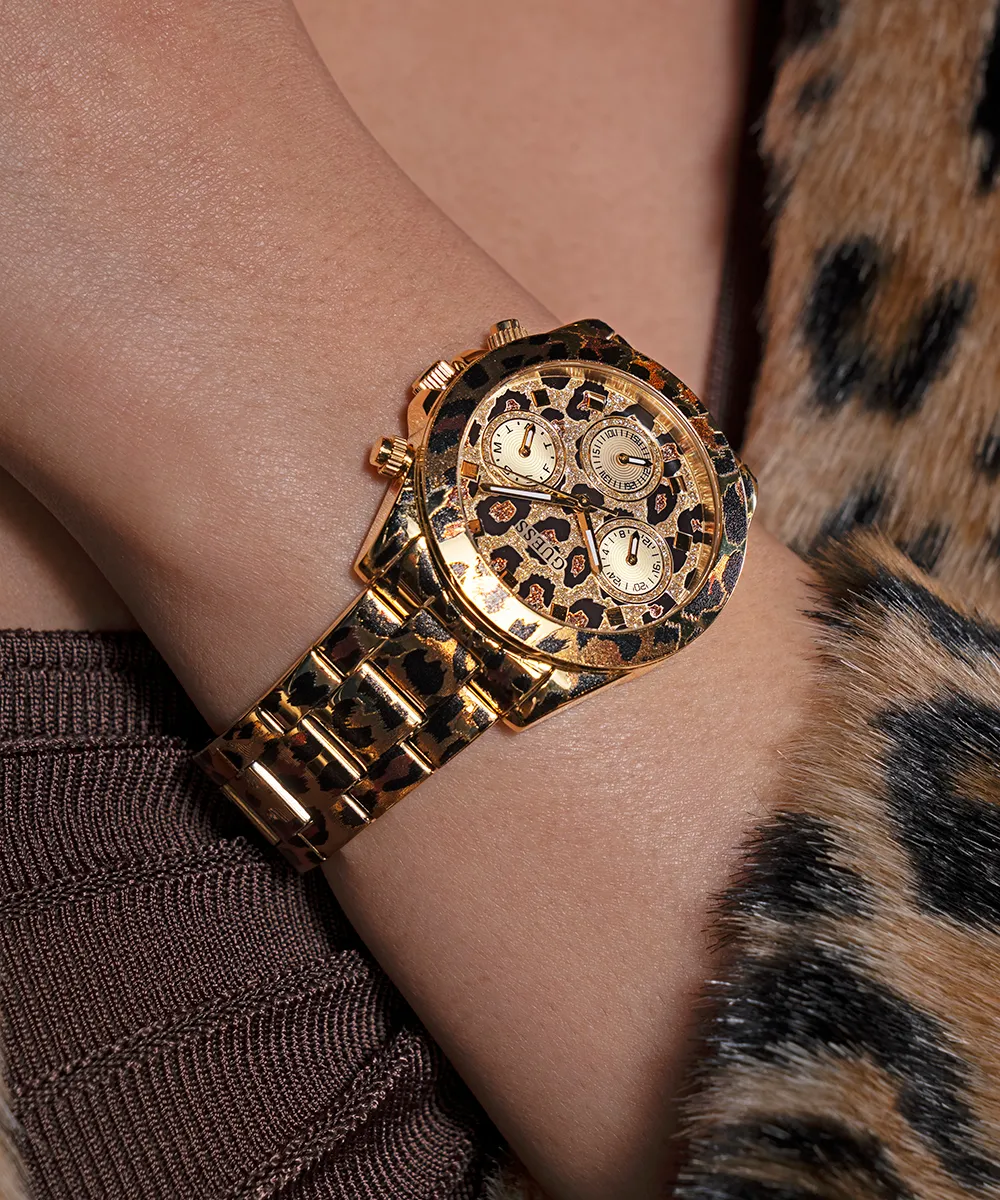 GUESS Ladies Leopard Multi-function Watch