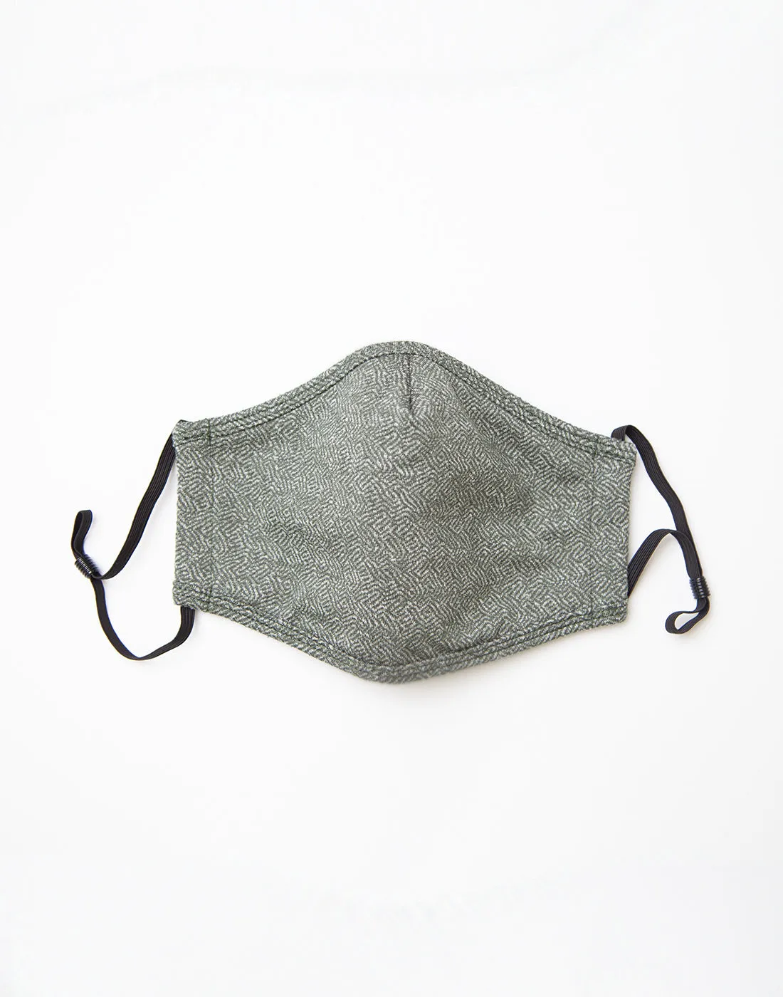 Herringbone Knit Face Mask: Moss Topo - FINAL SALE