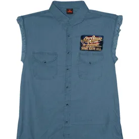 Hot Leathers GMD5407 Mens 'Remembrance' Sleeveless Blue Denim Shirt