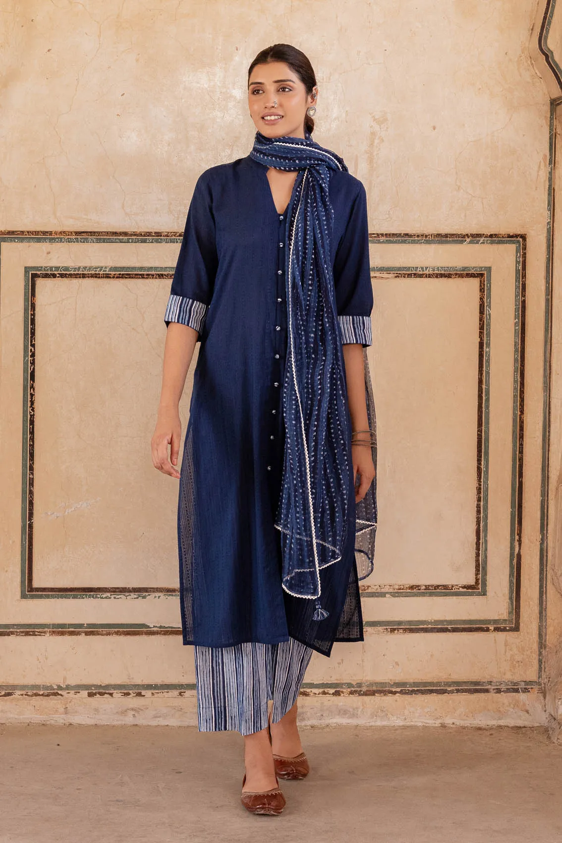 Indigo Dobby Kurta