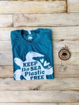 Keep the Sea Plastic Free Adult Shirts - light or dark artwork