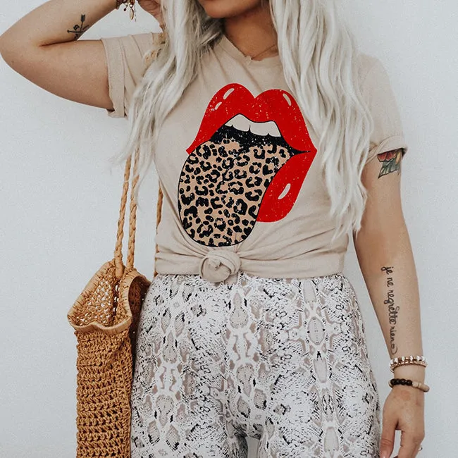 Leopard Rocker Graphic Tee Shirt (Wholesale)