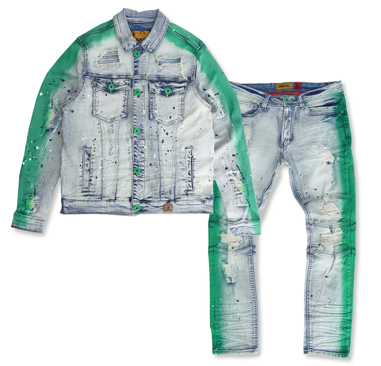 M1038 Paint Stroke Denim Jacket - Dirt Wash