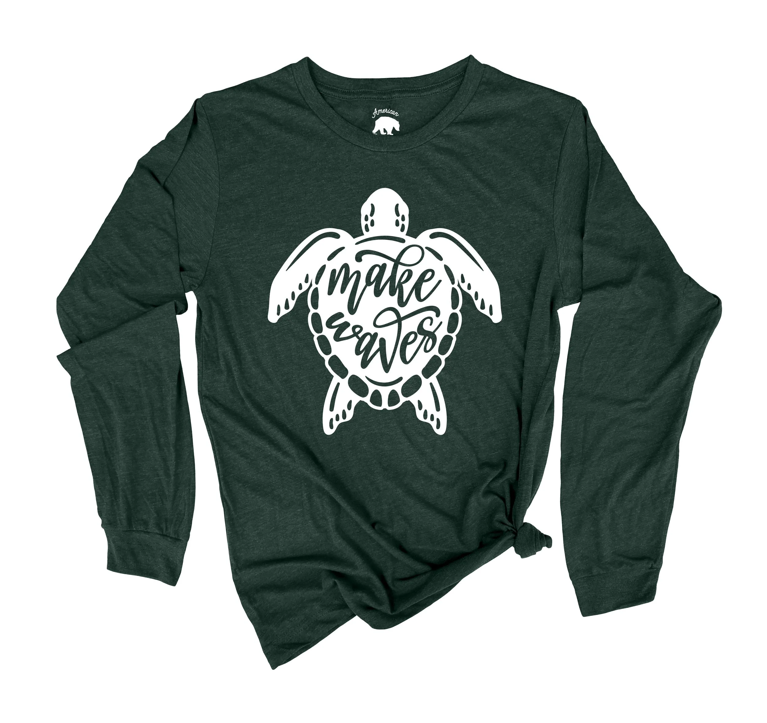 Make Waves Sea Turtle Adult Long Sleeve Shirts - light or dark artwork