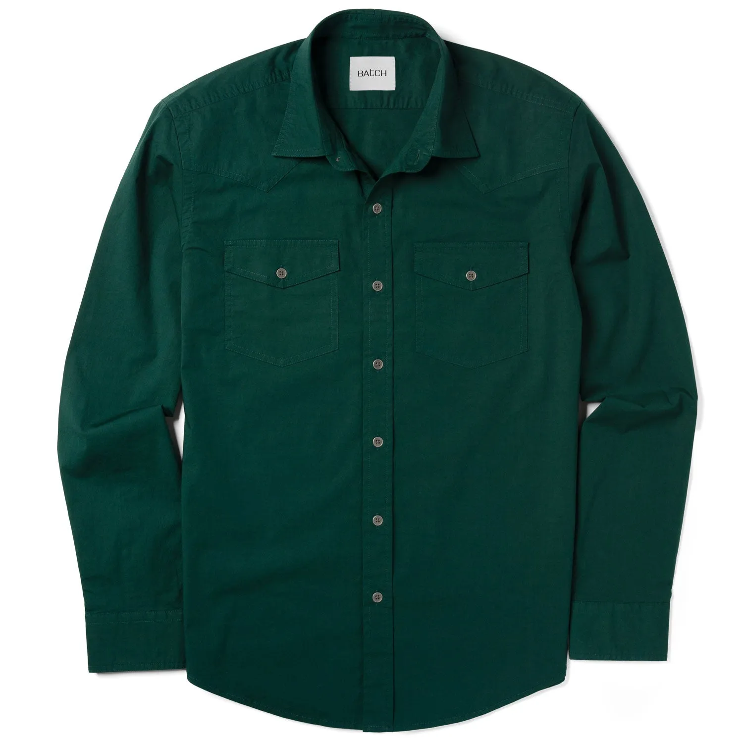 Maker Shirt – Forest Green Stretch Poplin