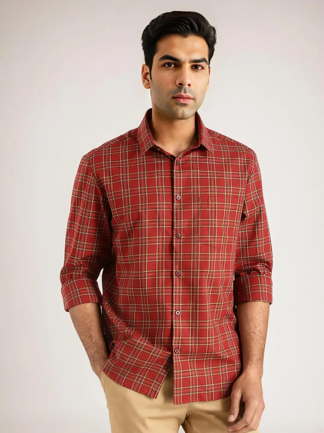 Men Checked Full Sleeve Cotton Shirt