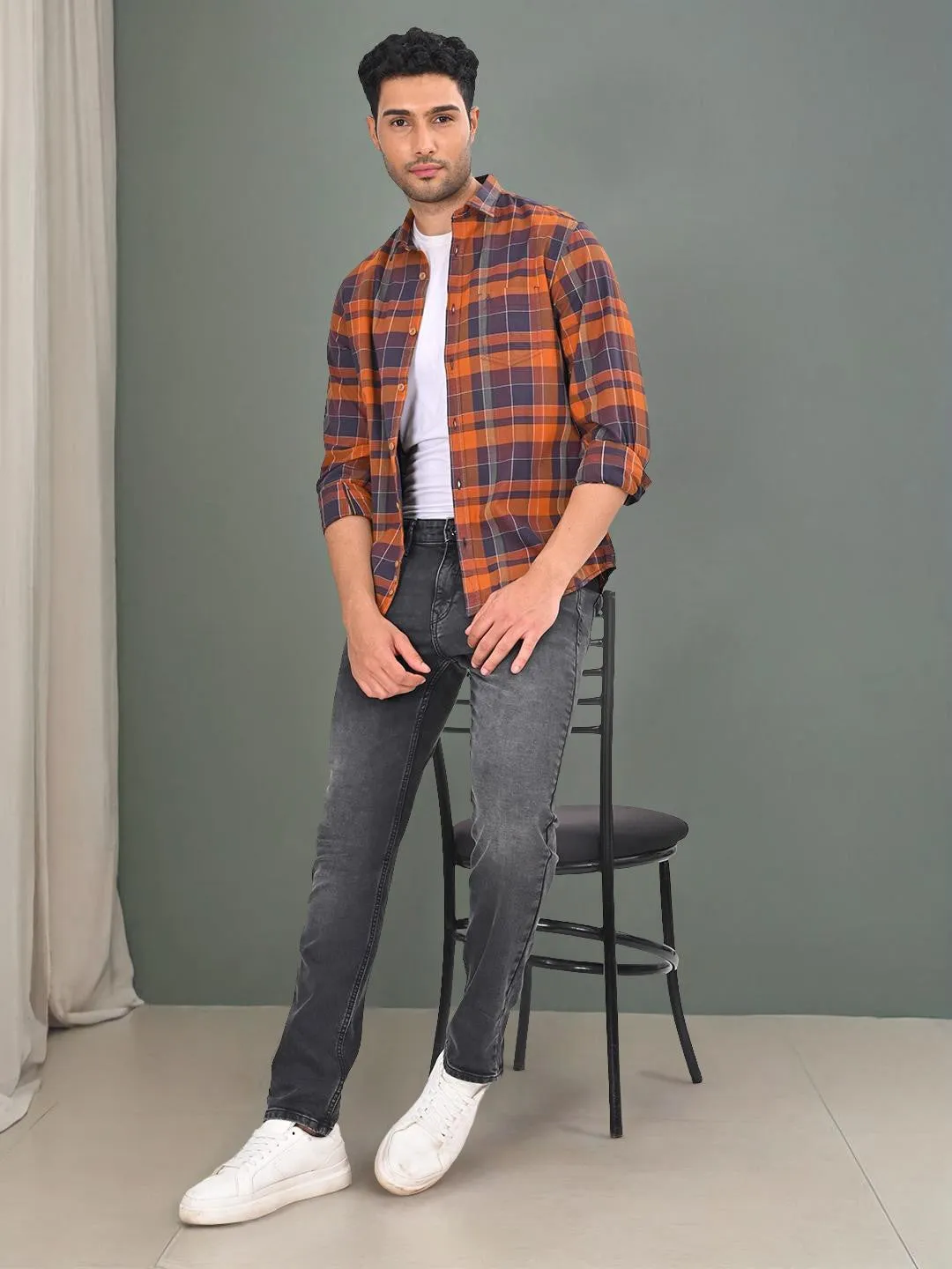 Men Checked Full Sleeve Cotton Shirt