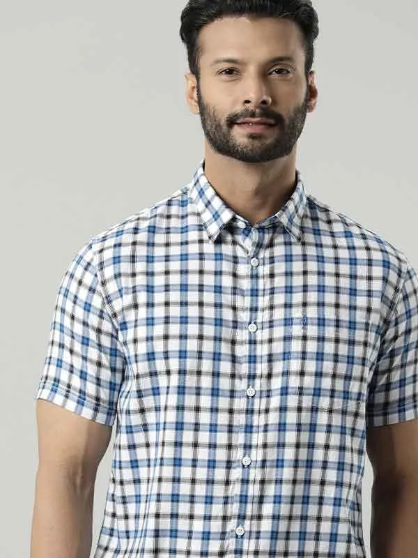 Men Checked Half Sleeve Cotton Shirt