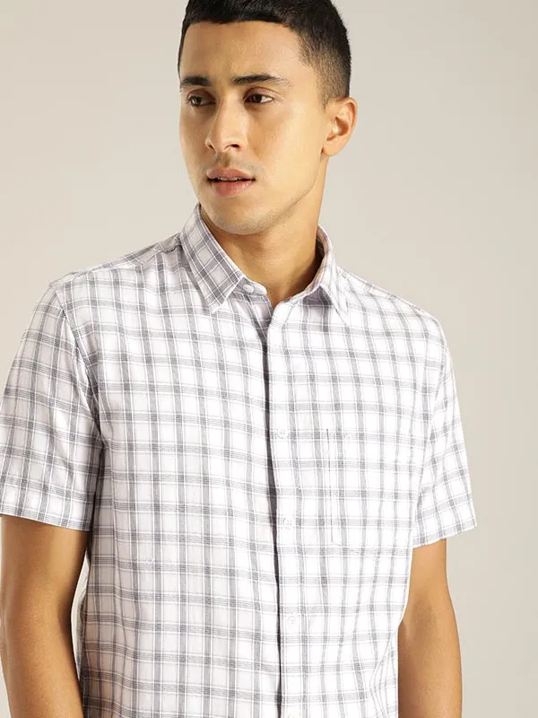 Men Checked Half Sleeve Cotton Shirt