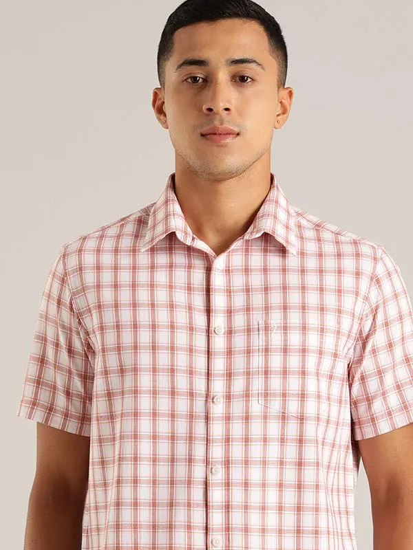 Men Checked Half Sleeve Cotton Shirt