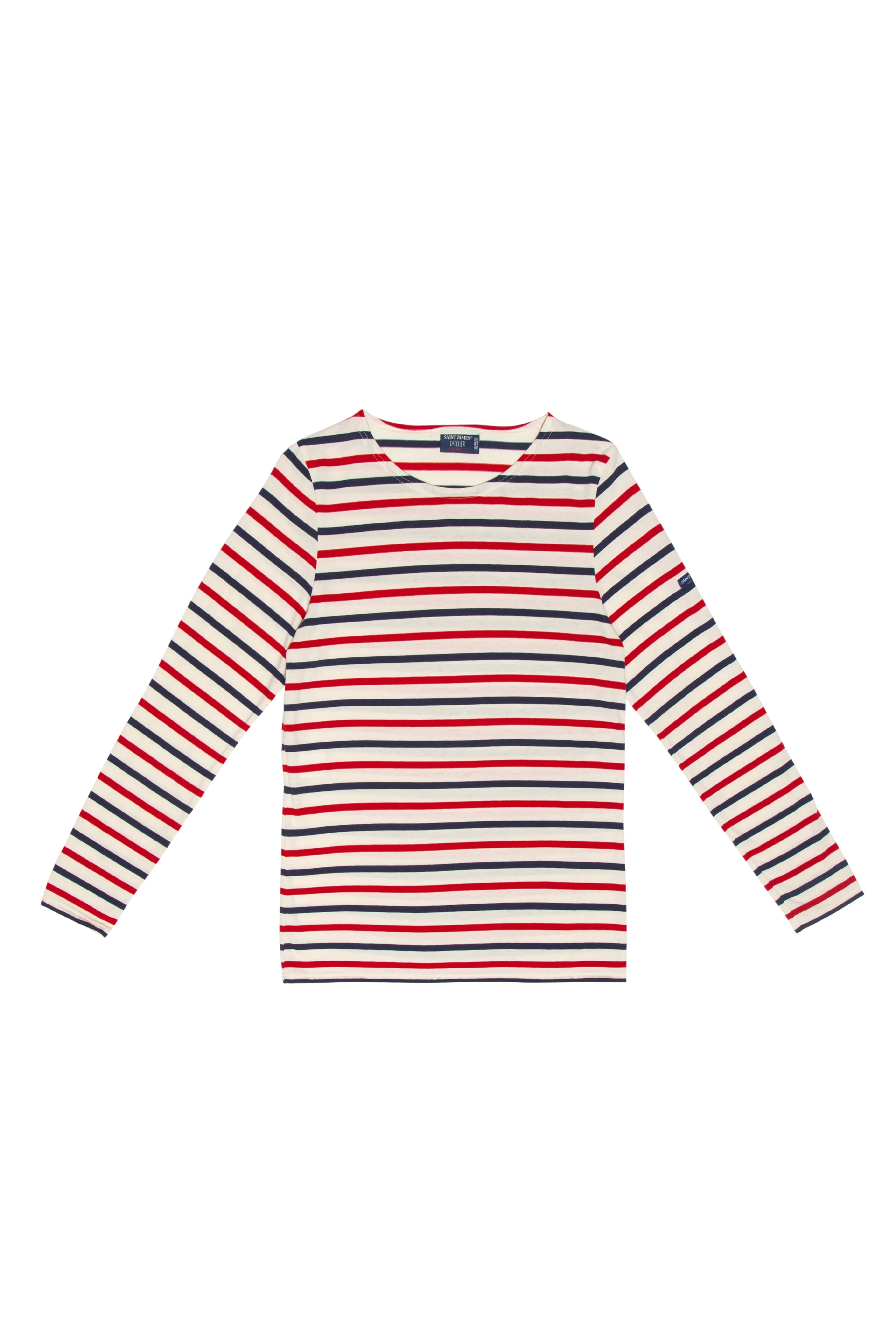 MINQUIDAME - Tri-color Breton Shirt for Women | Lightweight Cotton (ECRU / NAVY / RED)