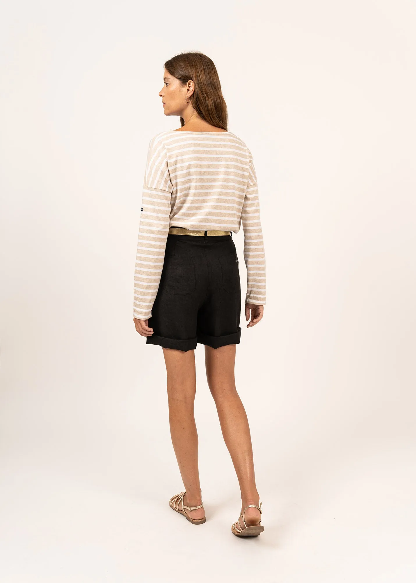 MINQUIERS DROP II - Drop-Shoulder Breton Striped Shirt | Soft Cotton | Straight Fit (OATMEAL / WHITE)