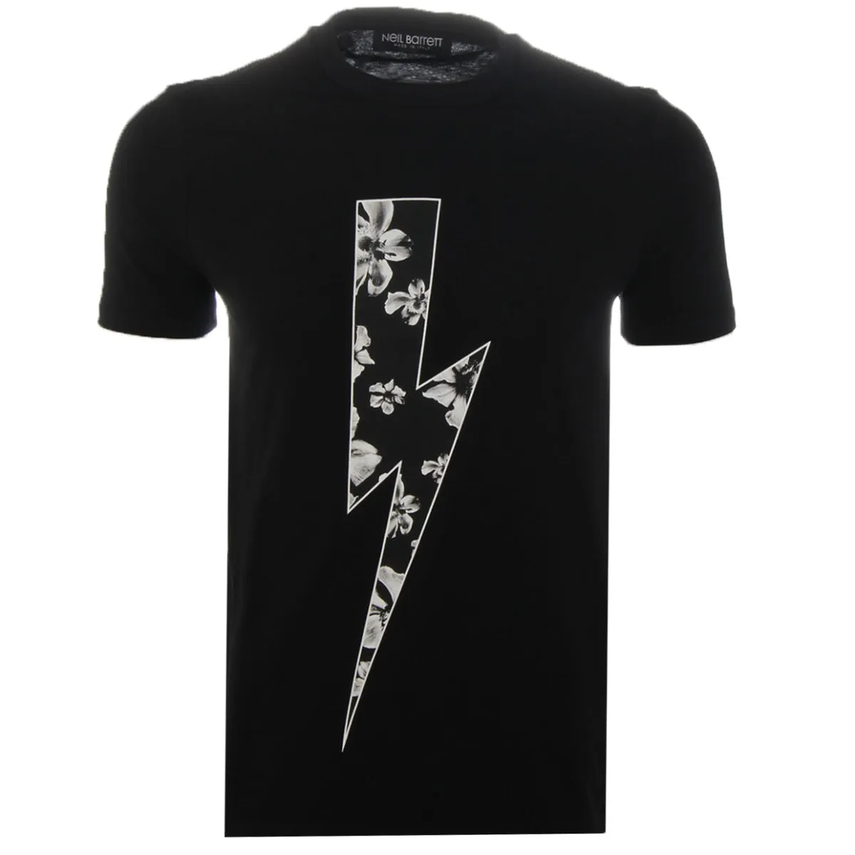 Neil Barrett Floral Thunderbolt Black T-Shirt