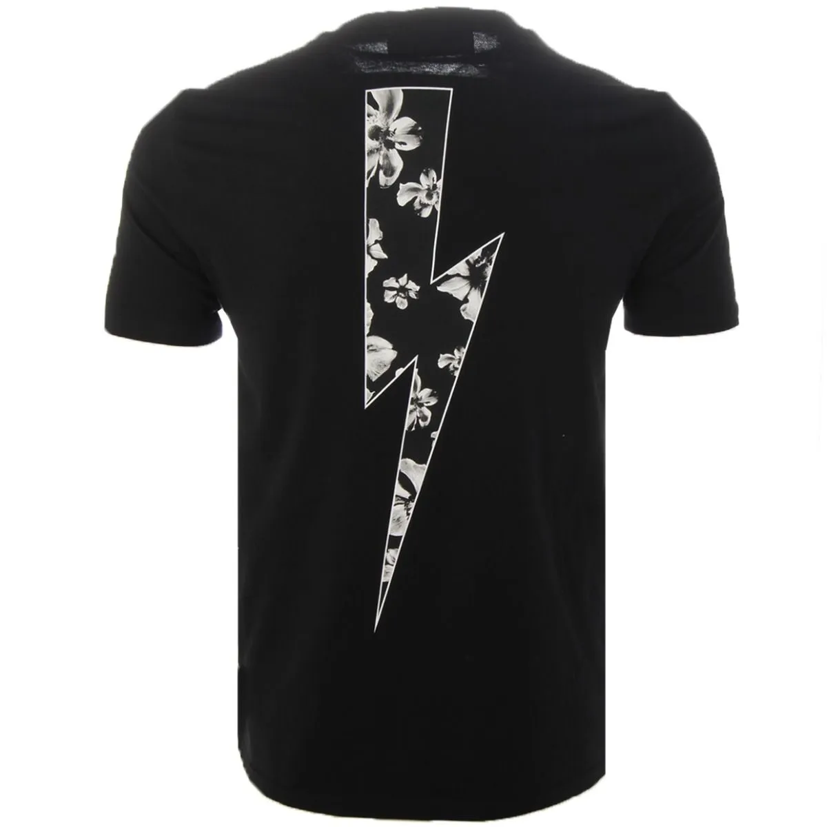 Neil Barrett Floral Thunderbolt Black T-Shirt