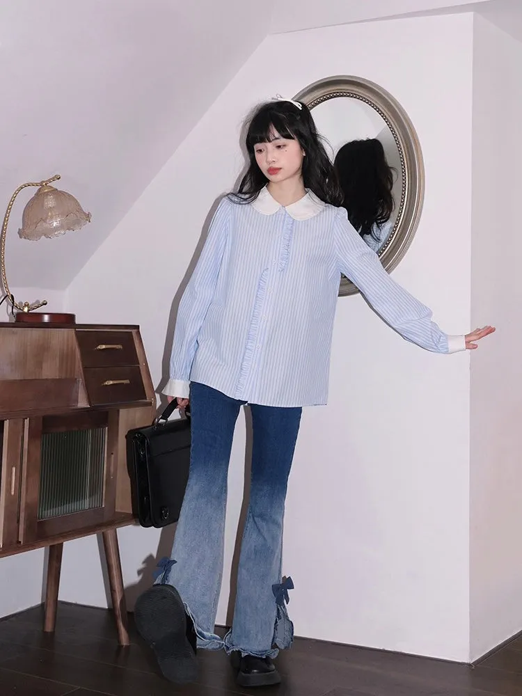 Ocean Breeze Stripe Irregular Shirt