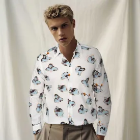 Paul Smith Floral Print Reg Fit Shirt in White