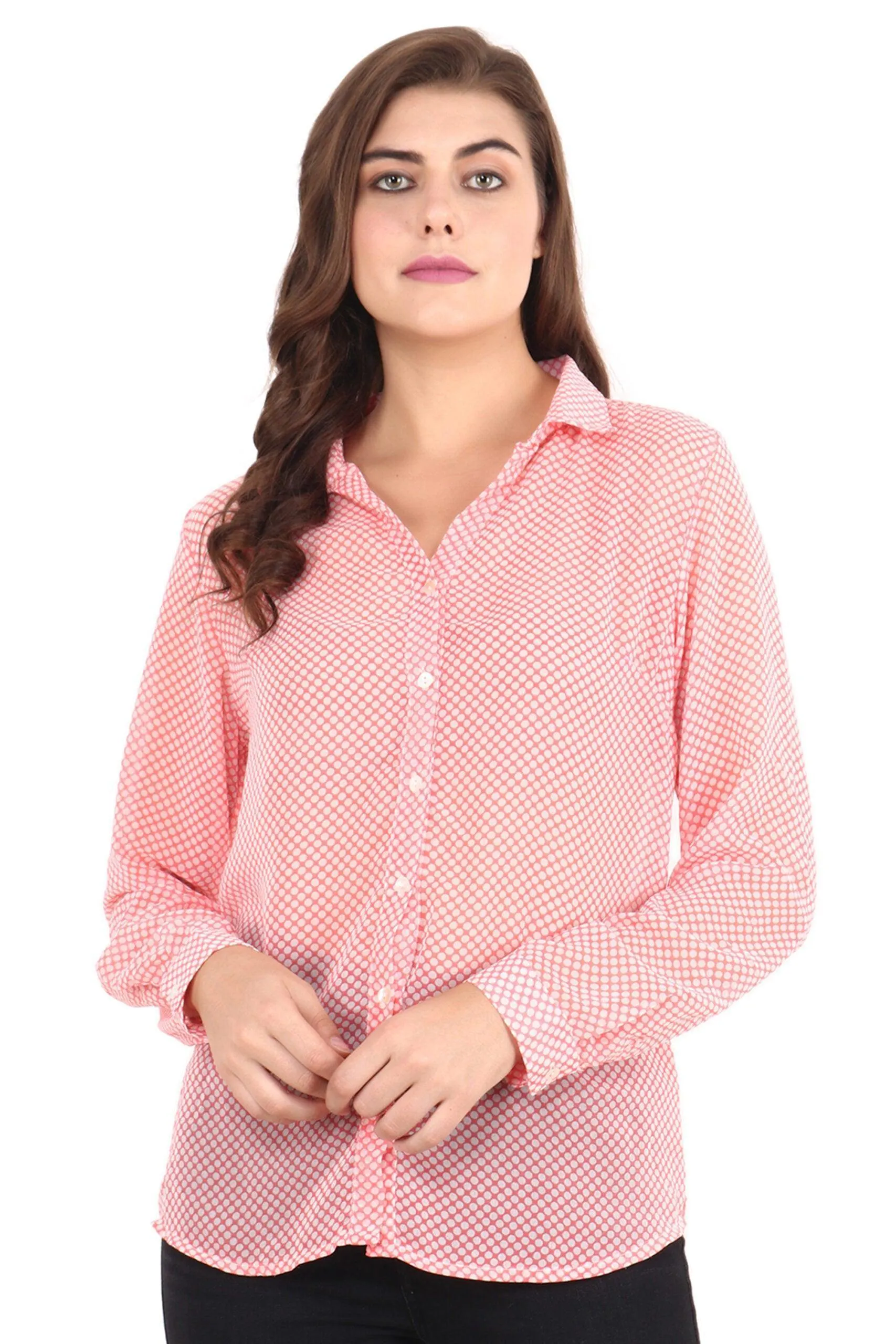 Pink Polka Dots Printed Shirt