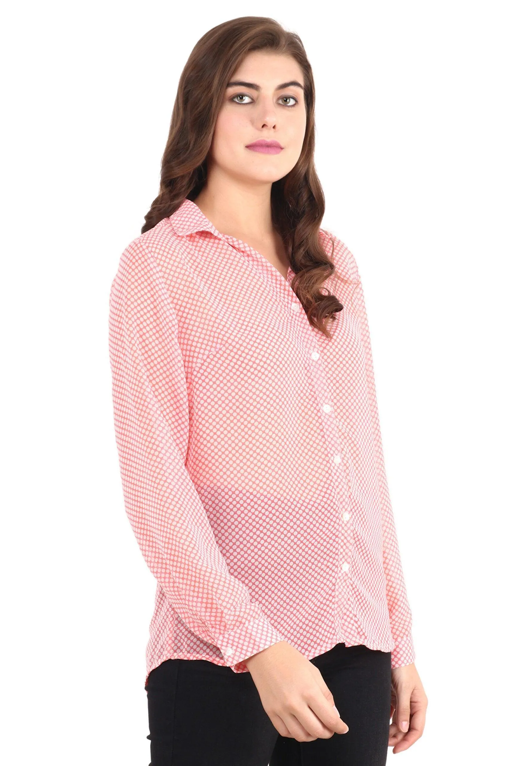 Pink Polka Dots Printed Shirt