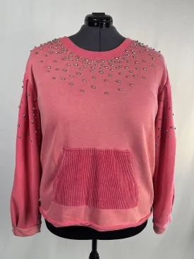 POL Size L (20) Hot Pink Rhinestone Sweatshirt