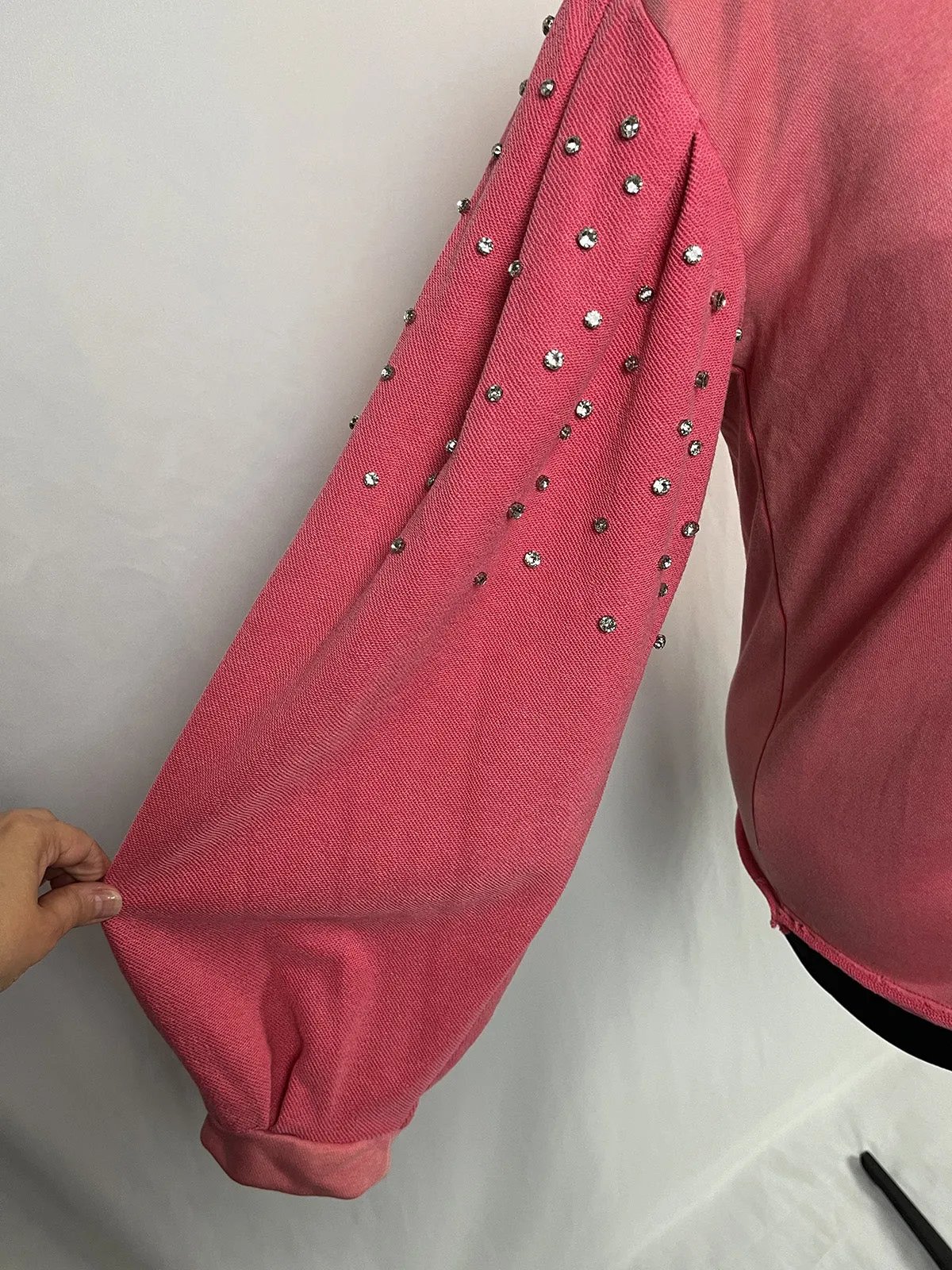 POL Size L (20) Hot Pink Rhinestone Sweatshirt