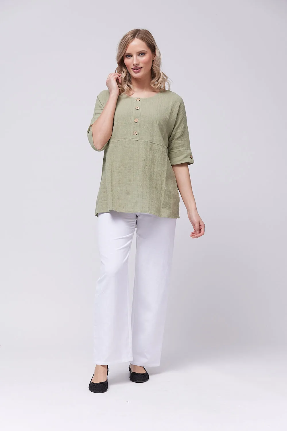 Saloos Button Placket Oversized Top