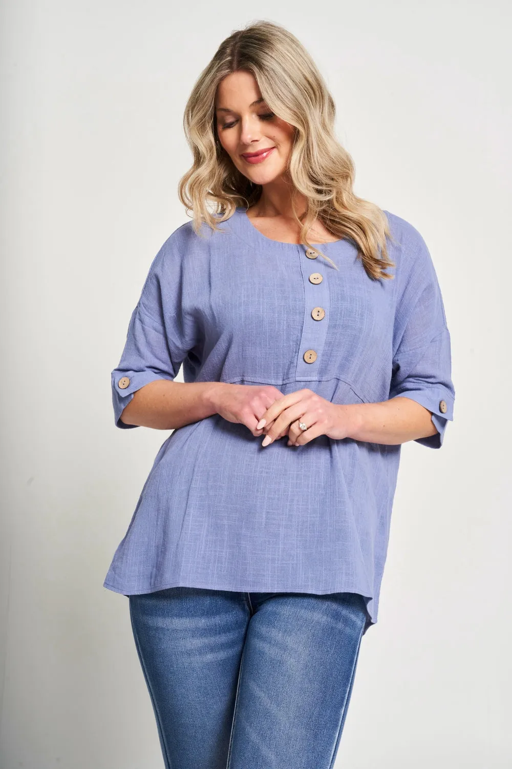 Saloos Button Placket Oversized Top